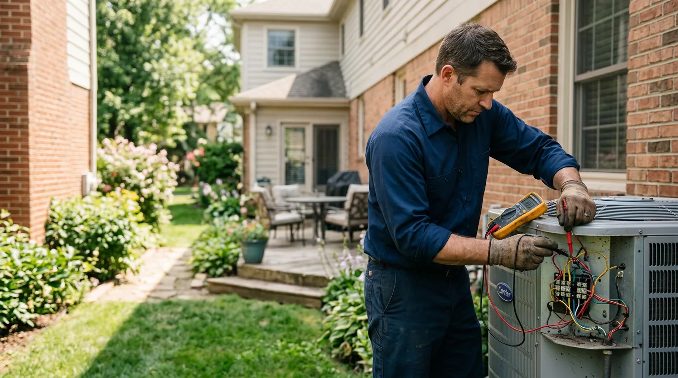 HVAC technician working near Victoria, IL